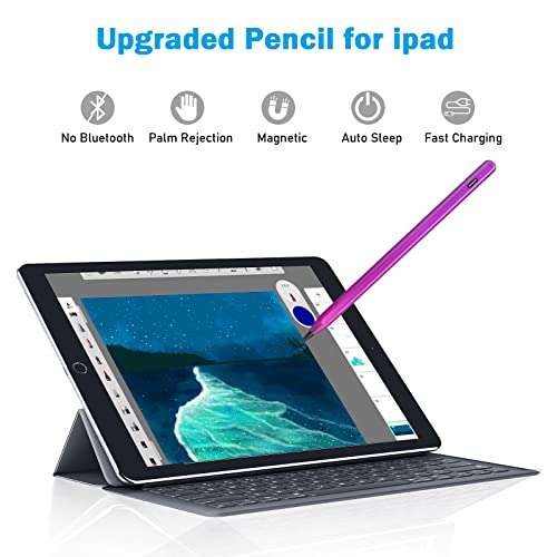 Stylus Pen for iPad mini 6/5th Gen, iPad Pencil for iPad 6/7/8/9th Gen, Air 3rd/4th Gen, Active Pen with Palm Rejection for iPad Pro (11/12.9 Inch), Magnetic Stylus Pens 4