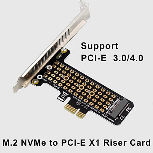M.2 PCIe Adapter M.2 NVME AHCI SSD M Key to PCIeX1 Adapter Expansion Card Expansion, Support PCIe 3.0/4.0 with M.2 PCIe NVMe SSD Aluminum Alloy Heat Sink 5
