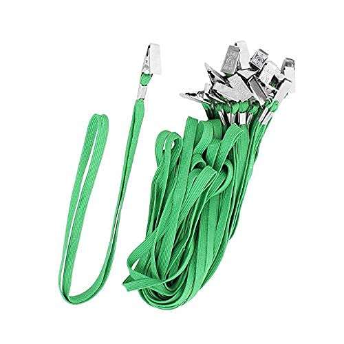 Ubersweet® Imported 5X(22Pcs ID Badge Holder Bulldog Clip Flat Neck Strap Lanyard Green M5M1) 3