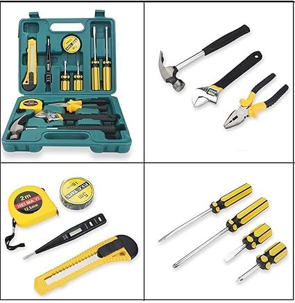 BAPJI 12-in-1 Home Repair Tool Kit (Pack of 1): Complete Set with Screwdrivers, Hammer, Measuring Tape, Wrenches, Cutter, Pliers, and More – Ideal for Emergency Repairs and Garage Storage 3