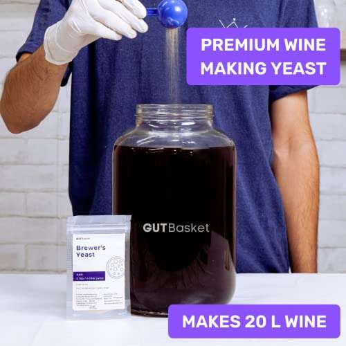 GUTBasket Wine Making Kit - Makes 20L Wine, Fermentation Jar 4 L, Wine Yeast, Airlock and No Rinse Sanitiser- Complete DIY Home Brewing Kit 3