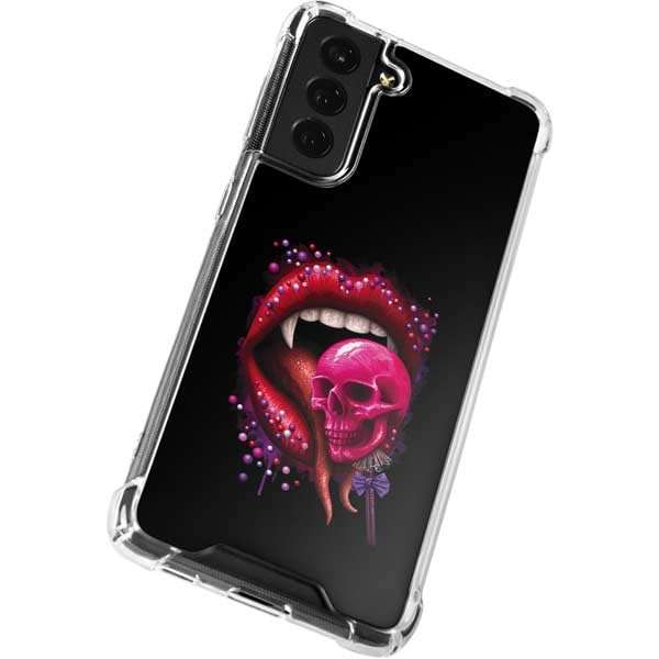 Skinit Clear Phone Case Compatible with Galaxy S21 Fan Edition - Sarah Richter Vampire Skull Lollypop by Sarah Richter Design 3