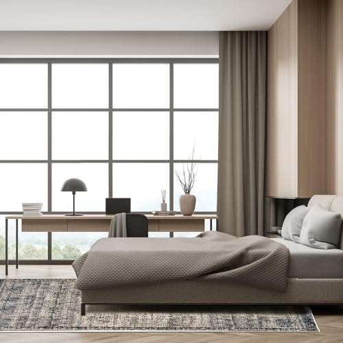 Throw Rugs with Rubber Backing Machine Washable Thin Area Rug 4x6 for Bedroom Living Room Indoor Distressed Waterproof Non-Slip Grey White Floral Print Carpet (C01, 4'x6') 6