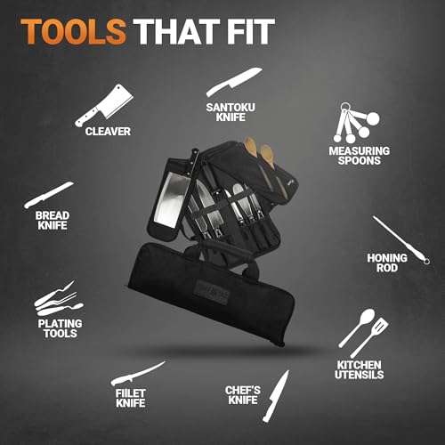 Chef Sac Chef Knife Roll Bag Travel Case | 8+ Slots for Knives & Tools | 2 Flaps with Cleaver & Mesh Pocket | Chef Knife Case for Professional & Culinary Work | Knives Not Included (Pink) 6