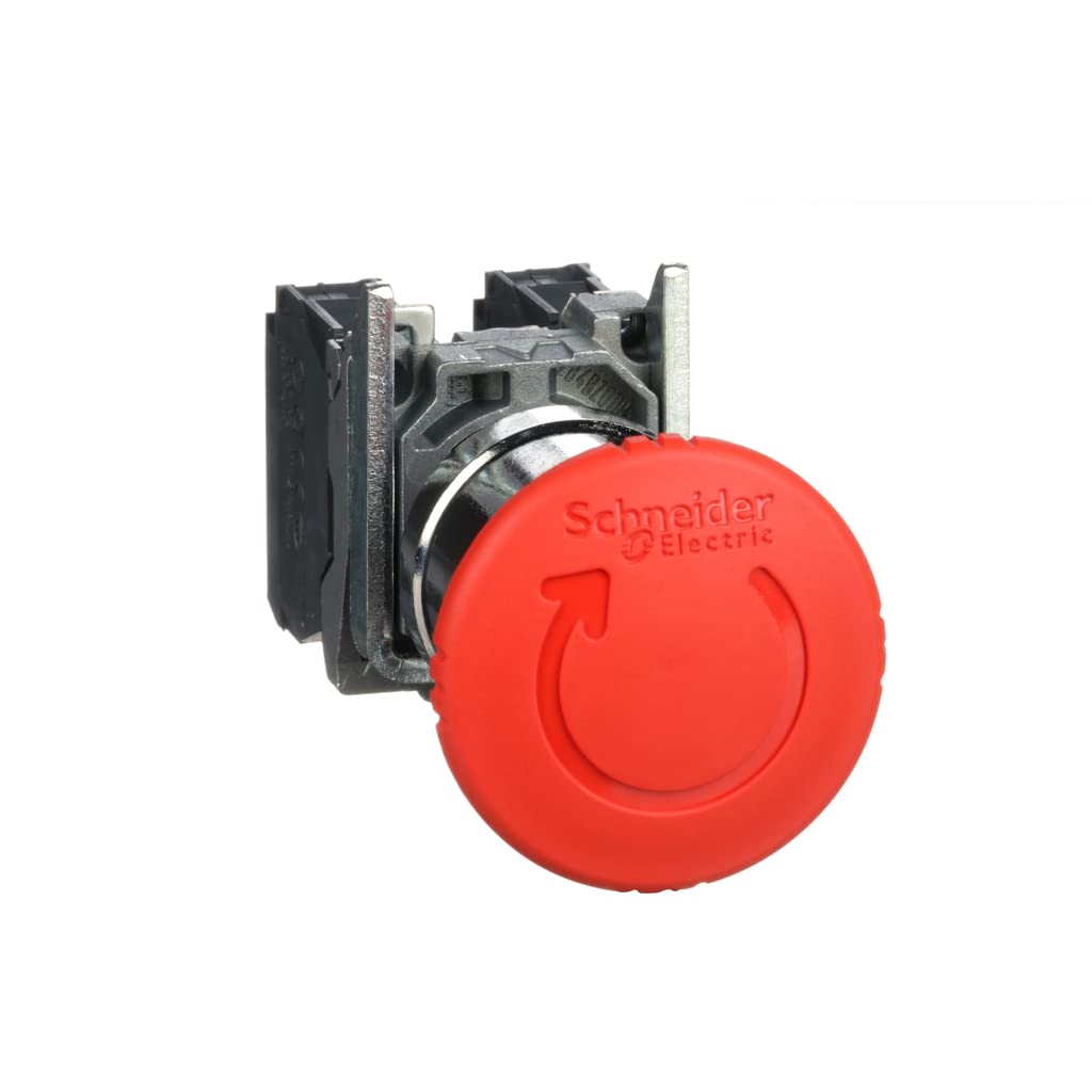 Schneider Electric - Harmony XB4 - Emergency Stop Button - Ø40 - Push Turn - Red - 1O+1F - Screws - XB4BS8445
