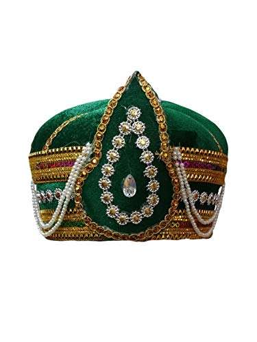 BookMyCostume Synthetic Green Mughal Emperor Ruler Pagdi Indian Turban For Boys And Men 8-14 Years 1