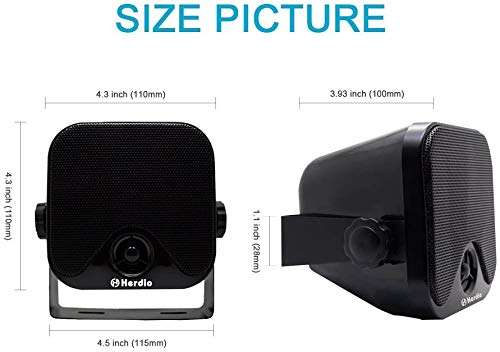 4 Inches Heavy Duty Waterproof Boat Marine Box Outdoor Speakers Surface Mounted for Skid Steer ATV UTV RZR Golf Cart Tractor Powersports Boat Truck Jeep 2