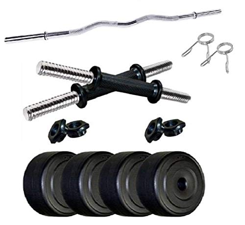 Spanco, Home Gym with 8 Kg. P.V.C Weight Plates (2 Kg. X 4 = 8 Kg.) Curl Rod & Dumbell Rods for Home Gym Exercise, Fitness & Weight Lifting, Body Shaping, Muscles Building, Body Toning, Fat Burning 1