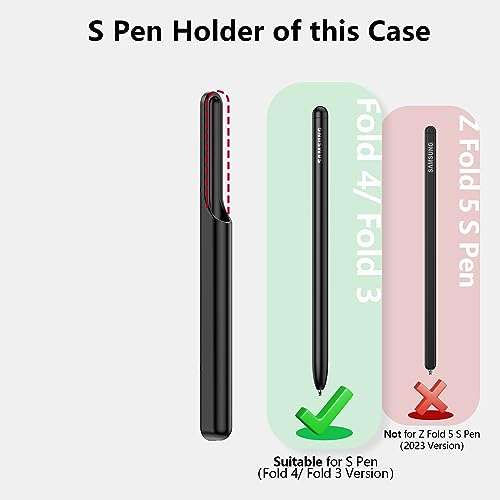 Maxdara Galaxy Z Fold 5 Case with S Pen Holder, Front Screen Protector & Kickstand - Carbon Fiber Black 5