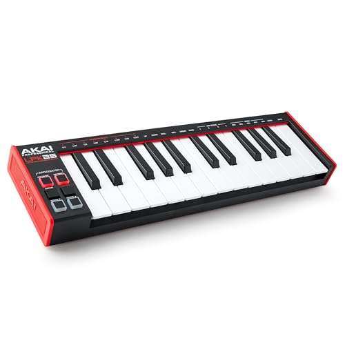 AKAI Professional LPK25 - USB MIDI Keyboard Controller with 25 Responsive Synth Keys for Mac and PC, Arpeggiator and Music Production Software,black 1