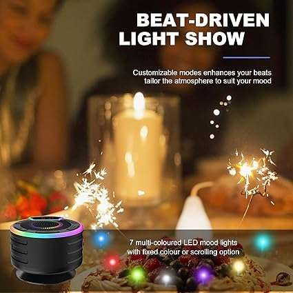 Bluetooth Speakers, IPX7 Waterproof Shower Speaker, Portable Speaker with LED Display, FM Radio, Suction Cup, Light Show, Built-in Mic, Best Gifts for Pool Beach Home Party Travel Outdoors 4
