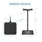 KDrive Headphone Stand with 4 USB Charging Port, 2 AC Outlet, LED Desk Lamp Lighting, HD Clock Display - Universal Sizes, Gaming Headset Hanger Organizer 6