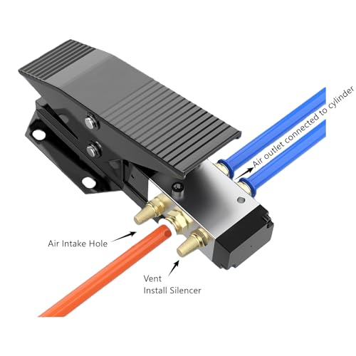 5 Way 3 Position Pneumatic Valve, 1Mpa Center Closed Foot Pedal Valve with G1/4" Port,Aluminum Alloy Raise Lower Hold at Any Height Foot Air Pressure Control Valve 3