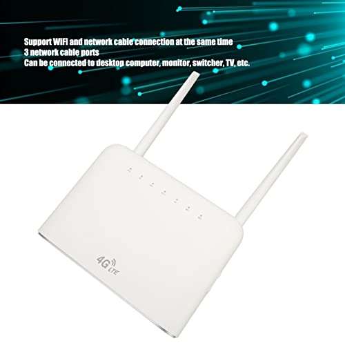 Wireless Router, 300Mbps WiFi 4G LTE CPE Router, WiFi Internet Router with Network Cable, for Strong Signal Desktop Computers Monitors 3