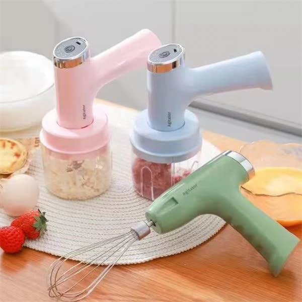 NVF Electric Hand Mixer | 3 in 1 Hand Held Mixer | for Egg White Cream Butter Cake | Mini Food Chopper | for Vegetable Onion Garlic Mincer | Portable Kitchen Blender with 2 Beaters (Pink) 5