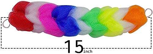 Wizme 2 Pcs Back Scrubber Bath Mesh Sponge Exfoliating Body Brush Wash Nylon Puff Spa Pack of 1 (Colour May Vary) (m3) 3