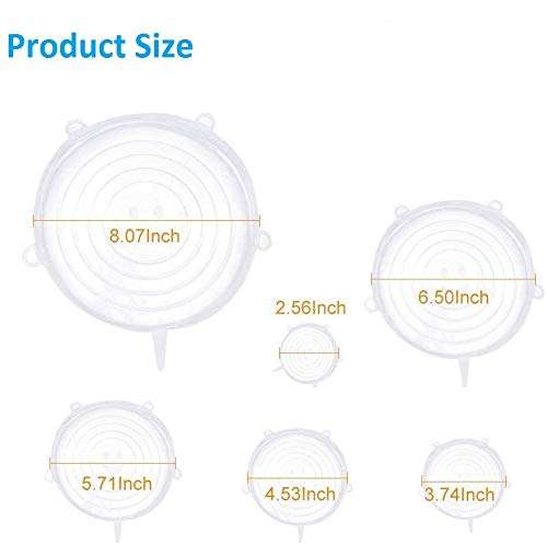 INVOSS Pack of 12 High Quality Reusable Microwave/Dishwasher/Freezer Safe Silicone Stretch Lids Flexible Bowl/Cups/Mugs/Glasses/Cans/Plates Covers (White) 4
