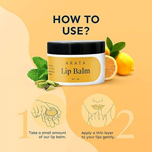 Arata Zero Chemicals Natural Lip balm for dry, chapped lips with Intense Moisturizing || Power of Cardamom oil || Cocoa and Mango butter (10 gm, Pack of 2) 4