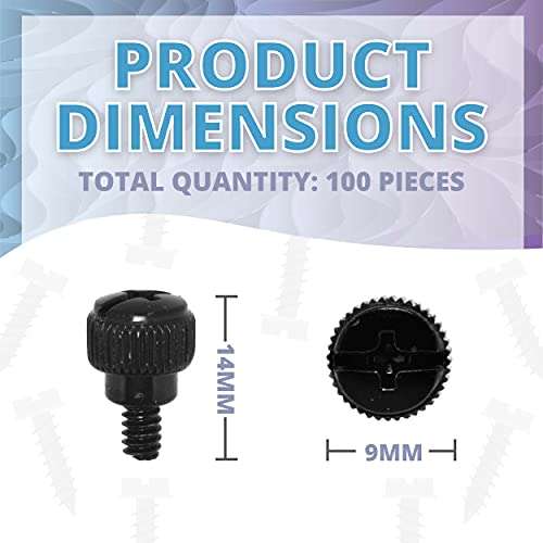 Mudra Crafts Black Desktop PC Computer Building Case 6-32 Repair Mounting Thumb Screw Assortment Kit, 100 PCs 3