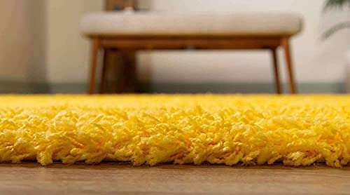 Kismat Carpet Handmade 2 Inch Pile Height Super Soft Touch Export Quality Plain Shag Rectangular Carpets For Home Size 6 X 8 Feet Color Yellow 3