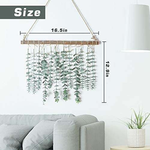 MEET ROSE Bathroom Decor Artificial Eucalyptus Wall Hanging Decor-Fake Eucalyptus Leaves Greenery Farmhouse Rustic Wall Hanging for Wedding，Bedroom，Kitchen，Nursery,Party Boho Home Decorations（Green） 2