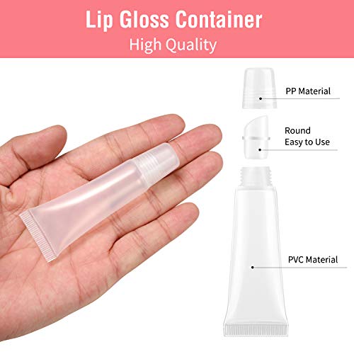 70 PCS 10ml Refillable Lip Gloss Tubes, Clear Soft Cosmetic Tubes Lip Balm Containers for DIY Homemade lipgloss project with 1PCS free Syringe, 1 PCS Diamond Pen and 80 pcs Labels 3