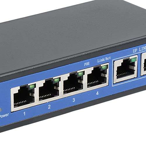 SHOPORA® 6 Port 10/100Mbps 4 Poe Port & 2 Uplink Power Over Ethernet Switch 4,5+/7,8- Support 12V 24V 48V | Enterprise Networking, Servers | Switches & Hubs | Network Switches 6