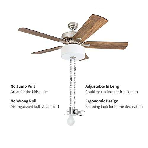 Ceiling Fan Pull Chain, 2 Pack 3mm Diameter Beaded Ball Fan Pull Chain, 13.6 Inches Fan Pulls Set with Connectorï¼Ë†Nickel ï¼â€° 2