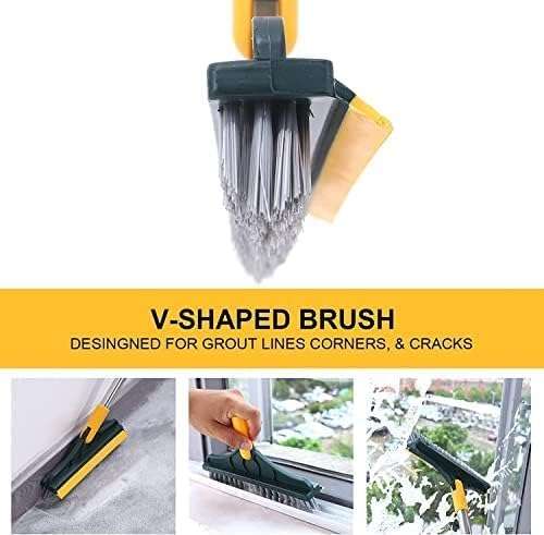 BIRDWING 2-in-1 Toilet Cleaning Brush with Wiper, Floor and Tiles Scrub Brush with Long Handle, 120° Rotating Head for Bathroom, Kitchen and Home Cleaning 5