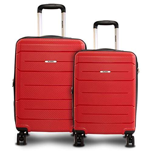 AGARO Venue Hard-Sided Polypropylene Check-in Luggage Set of 2 (20-24 Inch Suitcase) Red 1