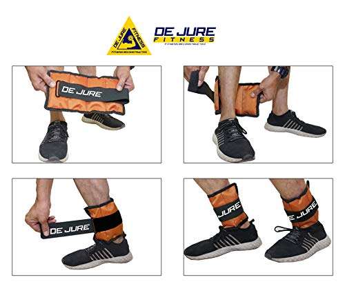 DE JURE FITNESS Ankle & Wrist Weight Set, Adjustable Strap, 1KG Pair (1Kg x 2 = 2kg) (E) Orange 4