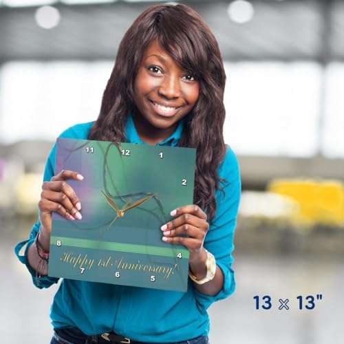 3dRose Wall Clock Silent - 13 inch - 1st Anniversary, Employee, Business, Graceful Plaid Design - Anniversary Design 5