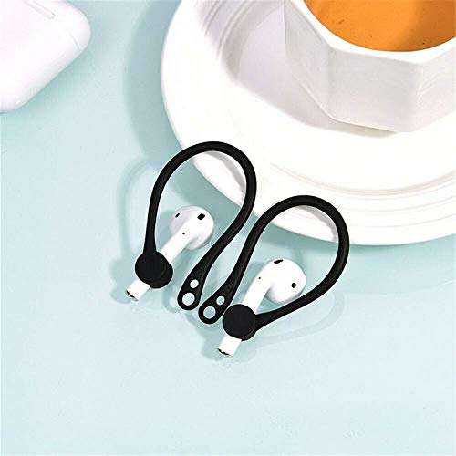 MXVOLT Earhooks Compatible with AirPods 2 AirPods 1 Anti-Lost Secure Earhook Holder Ear Attachment Loops Earbud Sports Earhook Hooks Pack of Two (Black and Red) 4