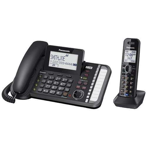 Panasonic 2-Line Corded/Cordless Phone System with 1 Handset - Answering Machine, Link2Cell, 3-Way Conference, Call Block, Long Range DECT 6.0, Bluetooth - KX-TG9581B (Black) 2