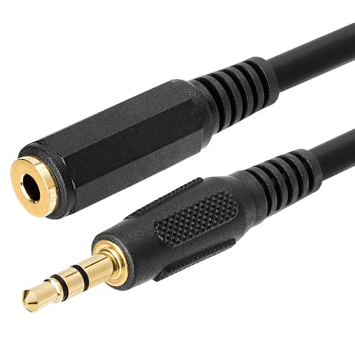 Cmple - Headphone Extension Cable 6 Inches 3.5mm AUX Extension Cord Male to Female Stereo Audio Adapter Cable, 1/8 TRS Aux Extender Cable - Black 3