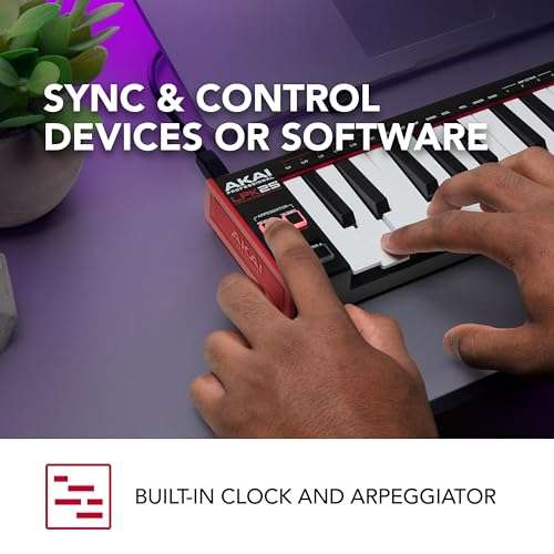 AKAI Professional LPK25 - USB MIDI Keyboard Controller with 25 Responsive Synth Keys for Mac and PC, Arpeggiator and Music Production Software,black 3