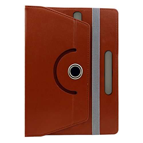 ACM Rotating 360 Leather FLIP CASE Compatible with HP Omni 10 Tablet Stand Cover Holder Brown 3