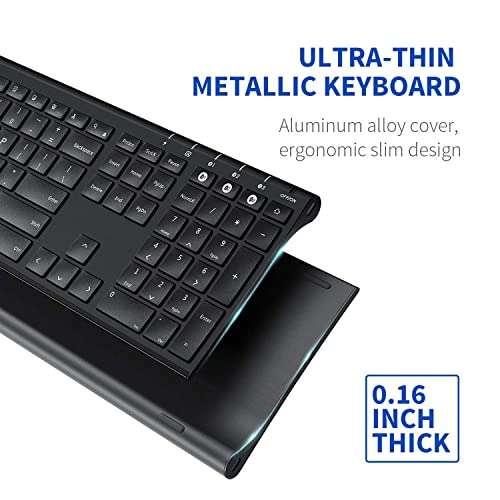 Bluetooth Keyboard for Mac OS, Rechargeable Multi-Device Wireless Keyboard, Ultra Slim Full Size Keyboard with Number Pad, for iPad, iPhone, Mac, iOS, Android, Windows, Laptop, PC, Desktop-Black 2