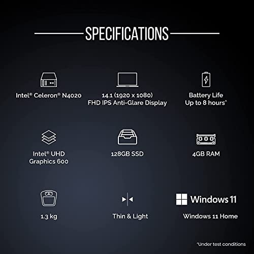 AVITA SATUS S111 NU14A1INC43PN-CS 14.1 FHD (35.81cms) Laptop (Intel Celeron N4020/4GB/128GB SSD/FHD Display/Windows 11 Home/Intel UHD Graphics), Cloud Silver 5