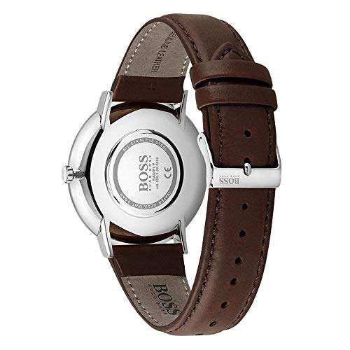 Hugo Boss Leather Skyliner Analog Black Dial Men Watch-1513829, Brown Band 3
