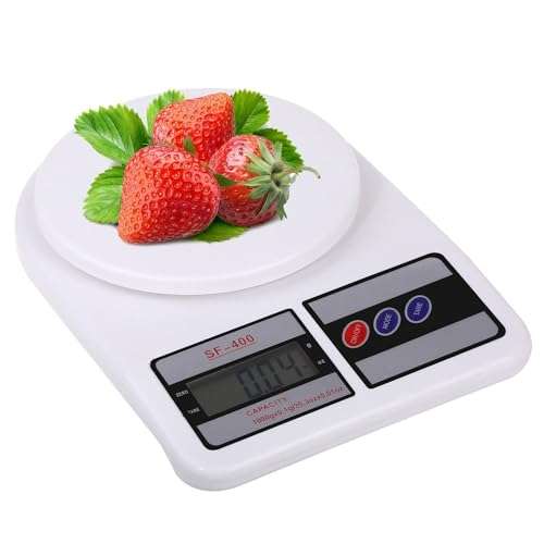 Bulfyss Kitchen Scale Multipurpose Portable Electronic Digital Weighing Scale | Weight Machine With Back light LCD Display | White | 10 kg 1