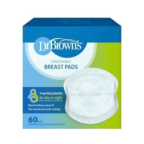 Dr. Brown's Disposable One-Use Absorbent Breast Pads for Breastfeeding and Leaking - 60pk 1
