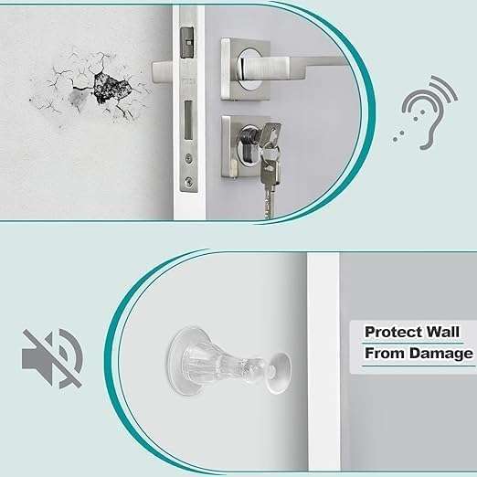 Korvia Door Stopper for Home Transparent Silicone Self-Adhesive Rubber Door Stopper Wedge Gate Stopper for All Doors Durable Non-Slip Floor Protector for Home Office Hotel Keep Doors Open Safely 3