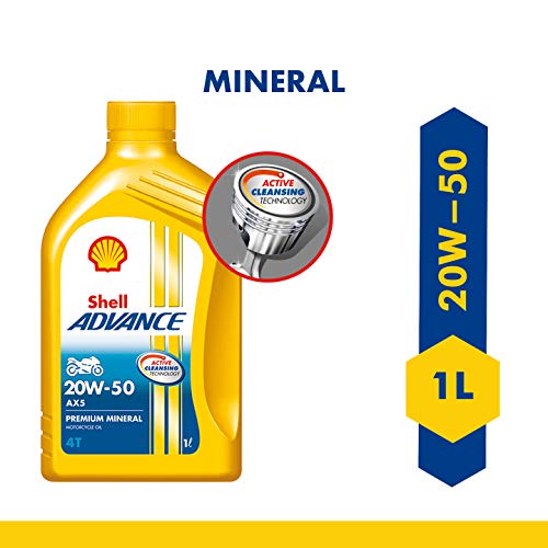 Shell Advance AX5 4T 20W-50 API SL Premium Mineral Motorbike Engine Oil (1 L) 2