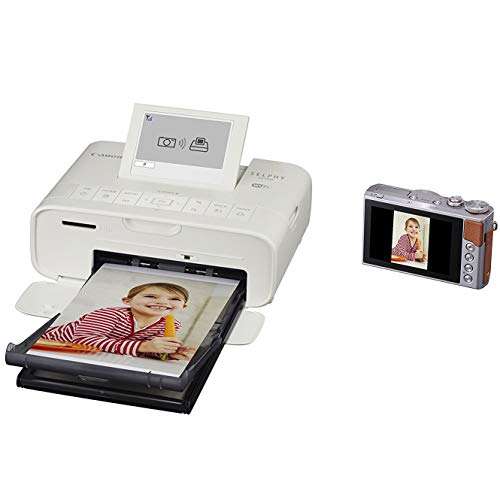 Canon SELPHY CP1300 Wireless Compact Photo Printer (White) + Canon KP-108IN Color Ink Paper Set (Produces up to 108 of 4 x 6 Prints) + USB Printer Cable + HeroFiber Ultra Gentle Cleaning Cloth 4