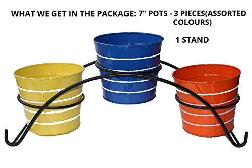 CINAGRO Iron Plant Stand for 3 Plants, with Pot and Plant Indoor/ Outdoor for Home and Balcony Décor (Black) 5