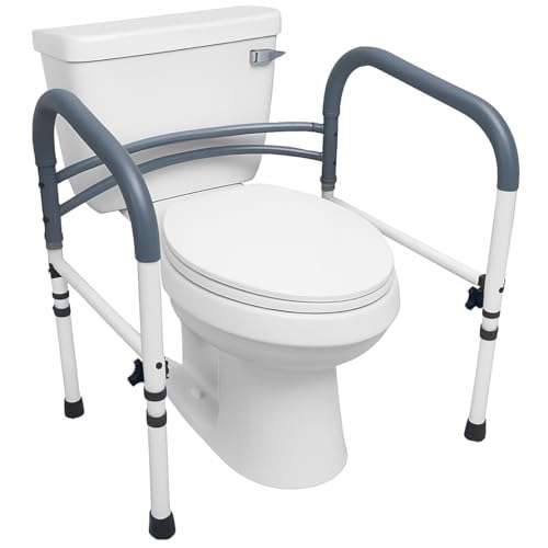 Carex Toilet Safety Rails, Adjustable and Detachable Toilet Safety Frame with Handles for Elderly, Handicap, or Disabled, Heavy-Duty Non-Slip Bathroom Grab Bar, with Padded Handles and Aluminum Frame 1