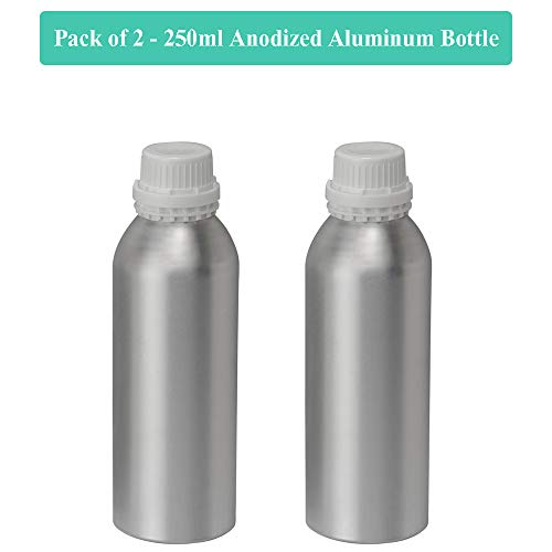 Devinez Multipurpose Anodized Aluminum Empty Bottle, 250ml (Pack of 2) with B Drop Nozzle & Cap with Seal, for Beauty, Essential Oils, Blends, Skin Care, Travel, Toners, Cosmetic & DIY 3