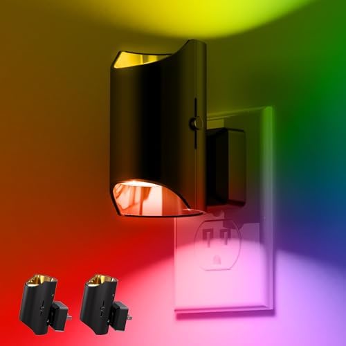 Night Lights Plug into Wall, Color Changing Night Light, Dusk to Dawn Light Sensor and Adjustable Brightness, Elegant Design Night Light for Kids Bedroom, Bathroom, 4 Pack