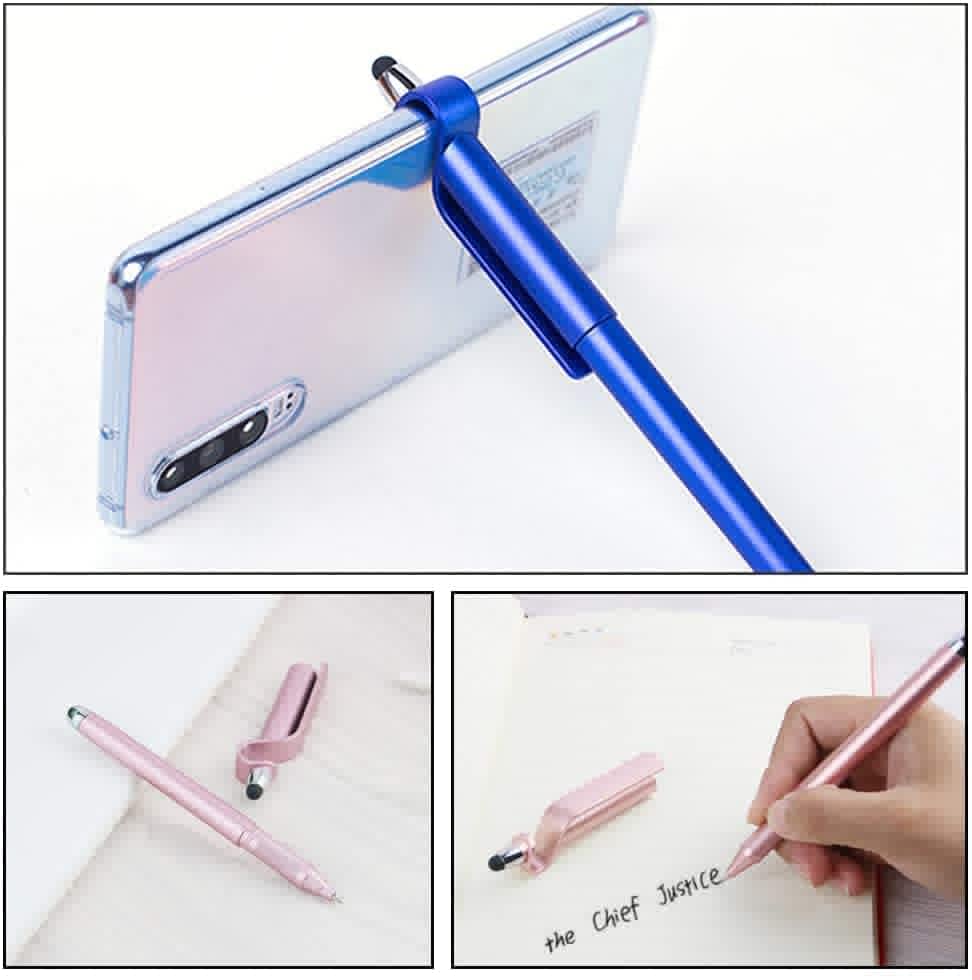 Mobile Stand for vivo Y01 Ballpoint Function Stylus Pen with Mobile Stand Holder Writing Pen Screen Wipe Adjustable Universal Mobile Phone Flexible Clip Holder Pen - (PR.D, Mix) 6